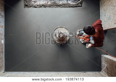 concrete floor final grinding, top view