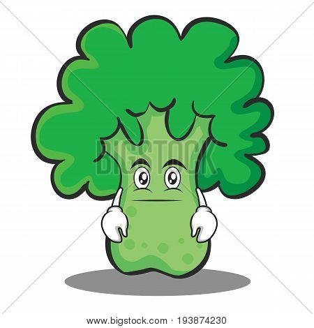 Neutral face broccoli chracter cartoon style vector illustration