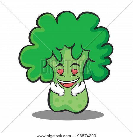 In love broccoli chracter cartoon style vector illustration