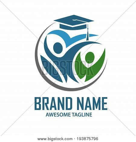 concept of Education, logo, people, celebration, student and book symbol icon