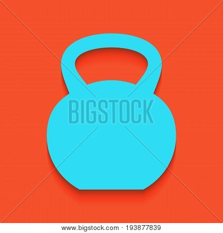 Fitness Dumbbell sign. Vector. Whitish icon on brick wall as background.