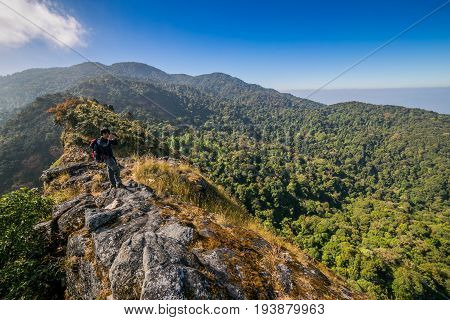The Spectacular jungle landscape with mountain range