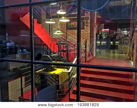 LVIV UKRAINE - MAY 15: Creative show-window of a pub 