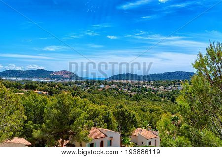 Panoramic view from Paguera towards the Bay of Palma Mallorca