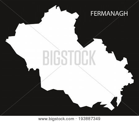 Fermanagh Northern Ireland Map Black Inverted Silhouette Illustration