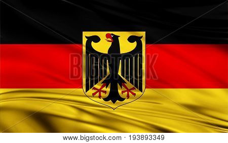 Realistic flag of Flag of Germany on the wavy surface of fabric. This flag can be used in design