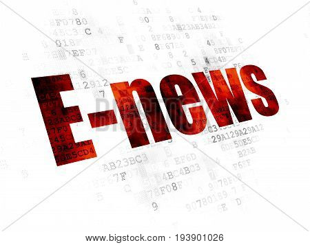 News concept: Pixelated red text E-news on Digital background