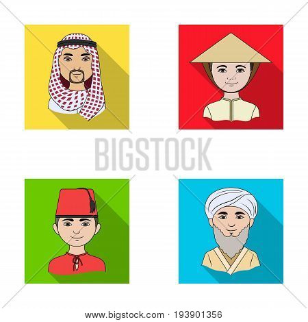 Arab, turks, vietnamese, middle asia man. Human race set collection icons in flat style vector symbol stock illustration .