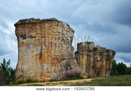 Mor Hin Khao, Or Thai Stonehenge In The Phu Laenkha National Park In Chaiyaphum , Thailand