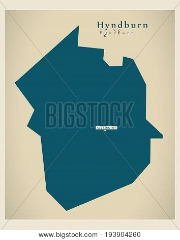Modern Map - Hyndburn District Of Lancashire England Uk Illustration