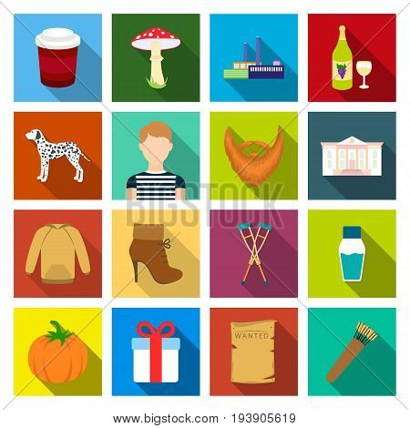 nature, activities, travel and other  icon in flat style.textile, business, industry, icons in set collection.