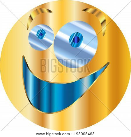 Metal Emoticon sticker / Emoticon is happy / vector