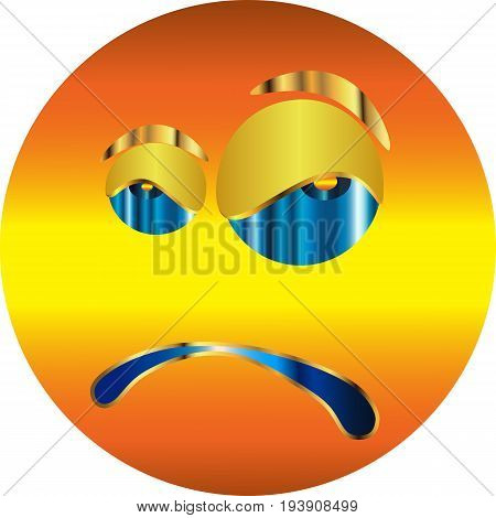 Metallic Emoticon-sticker / Angry Emoticon / vector.