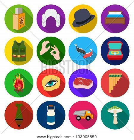 leisure, cosmetology, army and other  icon in flat style.forest, picnic, business icons in set collection.