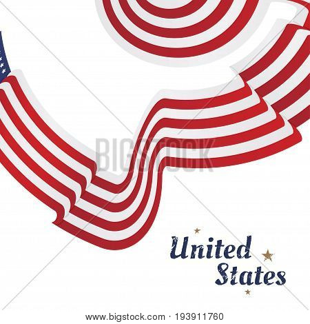American Flag Of Beautiful Shape. Flat Vector Illustration Eps 10