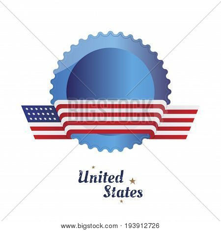 American Flag Of Beautiful Shape On The Emblem. Flat Vector Illustration Eps 10