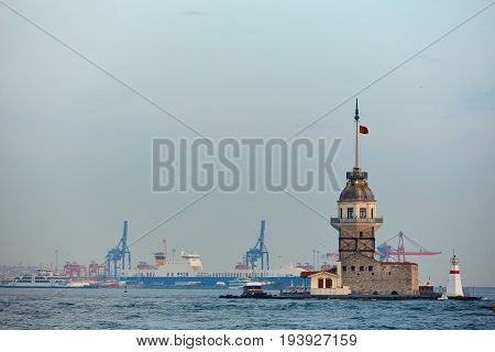 The Maidens Tower, also known as Leanders Tower or Tower of Leandros since the medieval Byzantine period, is a tower lying on a small islet located at the southern entrance of the Bosphorus strait 200 m from the coast of Uskudar in Istanbul, Turkey.