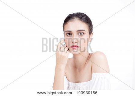 Beautiful Woman Face Portrait Beauty With Maleup Concept. Fashion Beauty Model Isolated On White, 20
