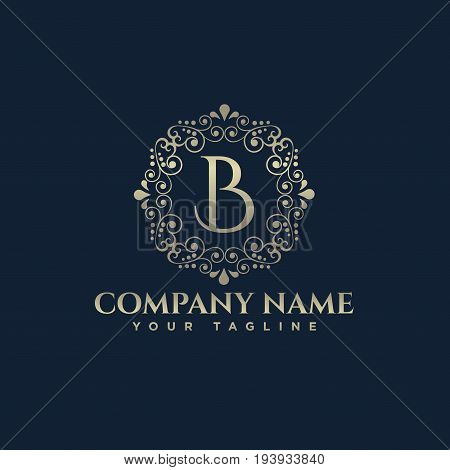 Luxury logo. Calligraphic pattern elegant decor elements. Vintage vector ornament Signs and Symbols. The Letters B. luxury logo template. EPS8,EPS10