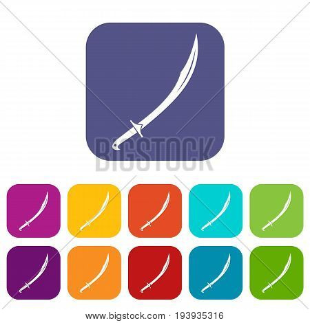 Cutlass icons set vector illustration in flat style In colors red, blue, green and other