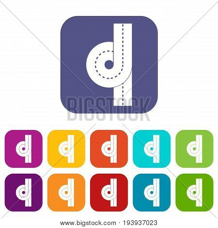 Road junction icons set vector illustration in flat style In colors red, blue, green and other