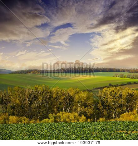 autumnal landscape - Europe Czech Republic Moravia Kyjov
