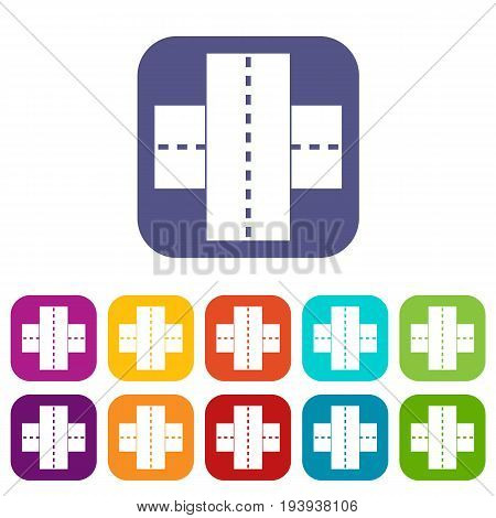 Two roads icons set vector illustration in flat style In colors red, blue, green and other