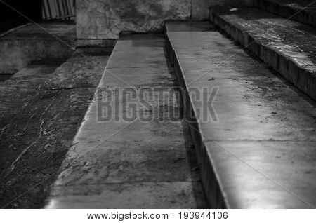 Marble steps of the Ducal Palace staircase in Genoa