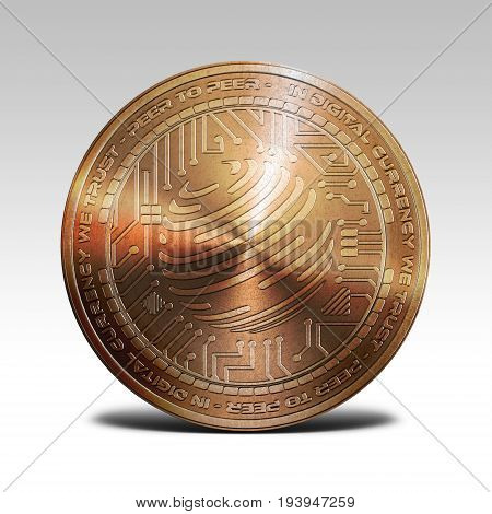 copper factom coin isolated on white background 3d rendering illustration