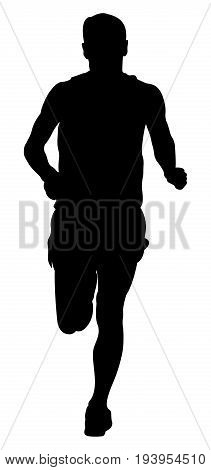 male runner athlete running front view black silhouette