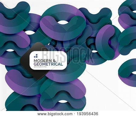 Abstract color geometric round shapes on white - elements with shadow, colorful composition