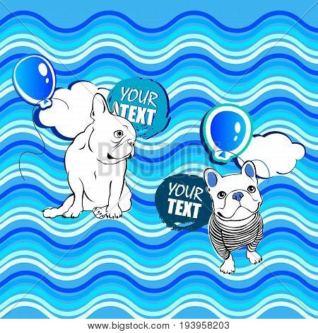 bulldog dog animal french vector illustration pet breed cute drawing