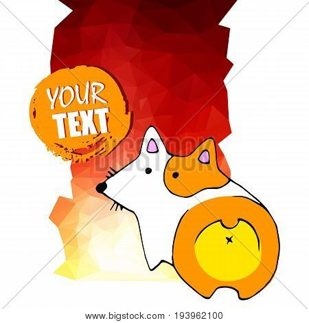 vector welsh dog corgi animal illustration pet white ears