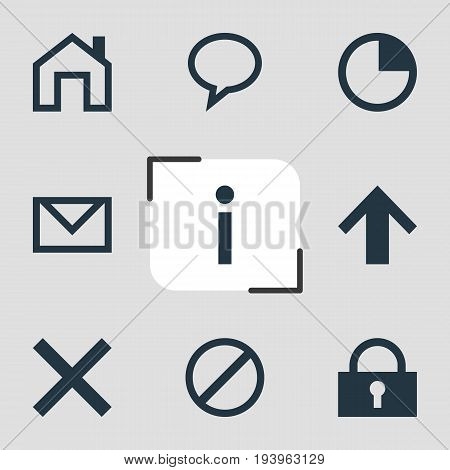 Vector Illustration Of 9 User Icons. Editable Pack Of Talk Bubble, Info, Mainpage And Other Elements.