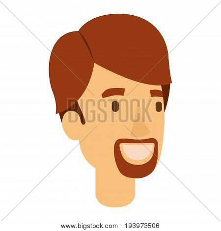 colorful silhouette of man face with red hair and van dyke beard vector illustration