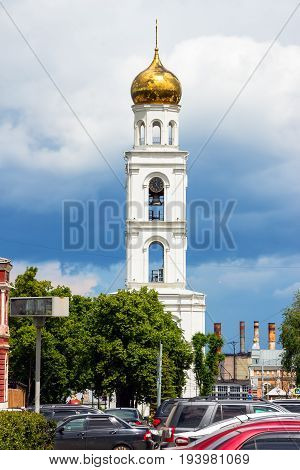 SAMARA, RUSSIA - JUNE 19, 2017: Belfry of the Church of St. Nicholas the Wonderworker of the Iversky Monastery in Samara