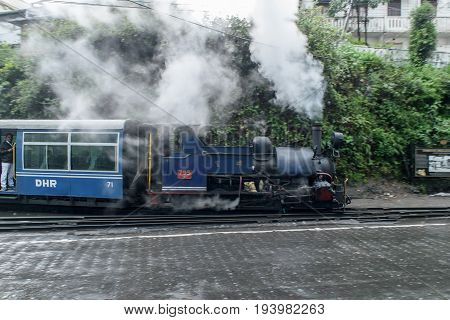 Darjeeling, west bengal, India on May 01,2017.The Darjeeling Himalayan Railway, also known as the Toy Train, is a 2 ft narrow gauge railway that runs between New Jalpaiguri and Darjeeling .