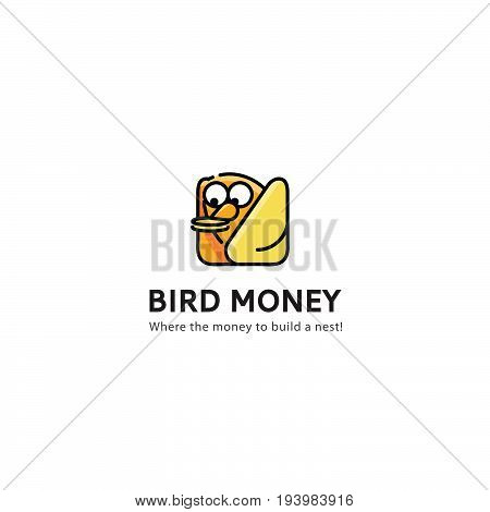Bird logo vector. The money bird logo. Money character logo