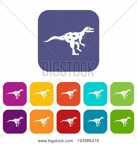 Ornithopod dinosaur icons set vector illustration in flat style In colors red, blue, green and other