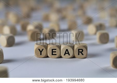 Year - Cube With Letters, Sign With Wooden Cubes