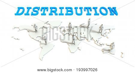 Distribution Global Business Abstract with People Standing on Map 3D Illustration Render