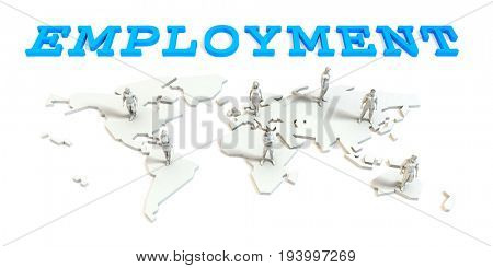 Employment Global Business Abstract with People Standing on Map 3D Illustration Render