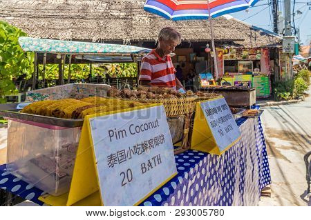 February 2019. Ko Lipe Tarutao National Marine Park Thailand. A View Of A Coconut Stall In Ko Lipe T