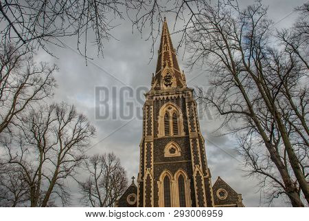 View Of Christ Church On Turnham Green. Chiswick High Road, West London.