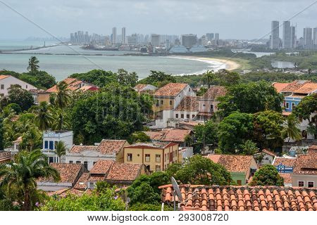 Old Colonial Town Of Olinda With The City Of Recife In The Background, Brazil