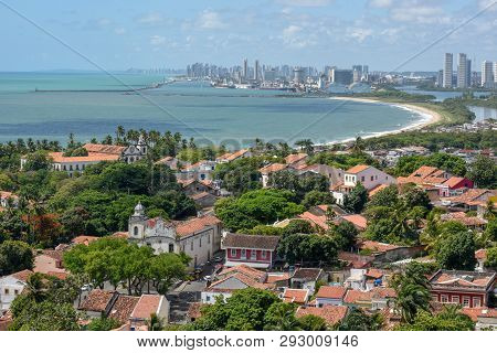 Old Colonial Town Of Olinda With The City Of Recife In The Background, Brazil