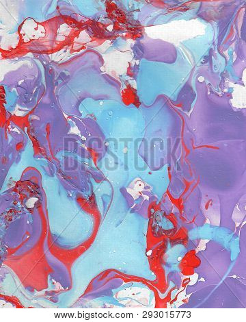 Hand Painted Purple, Red And Blue Abstract Background. Disign For Background, Banner, Flaer,poster,b