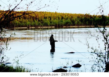 Salmon Catching With Flyfishing On Clean North River