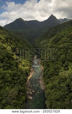 Anbo River In Yakushima Is A Very Beautiful River. It Can Be Seen From The Bridge That Is Very High,