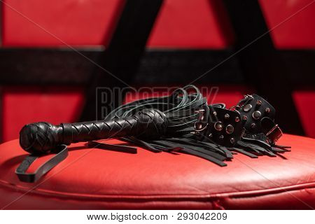 Stylish Black Leather Sexy Accessories Close Up